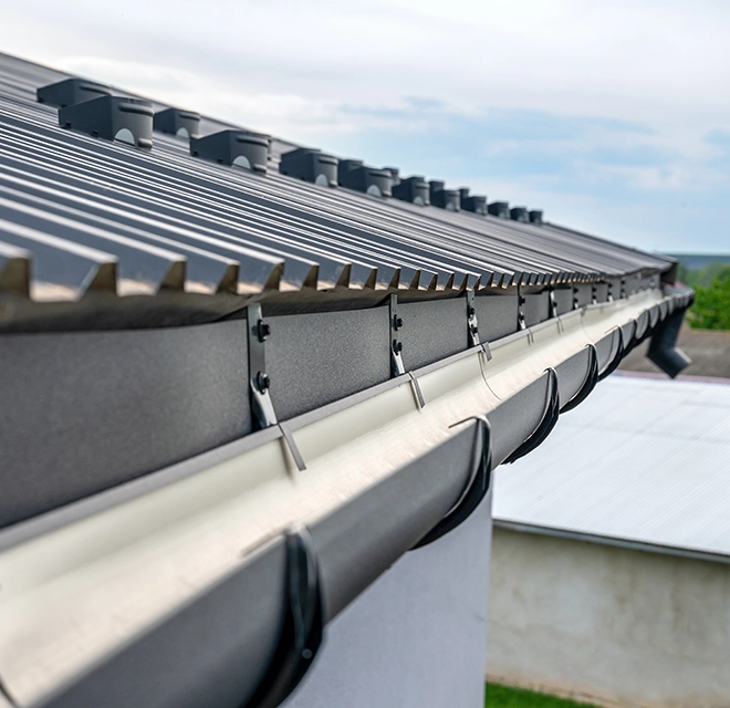 Close-up of clean gutters.