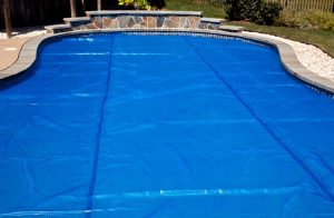 Picture of pool with solar cover.