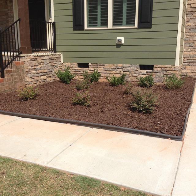 A newly landscaped front garden