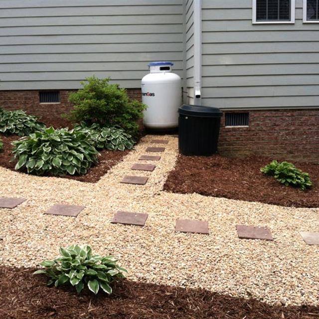 A side pathway between the gardens