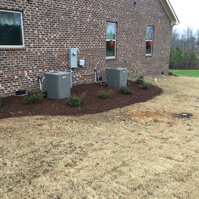 A side view of the garden of a house.