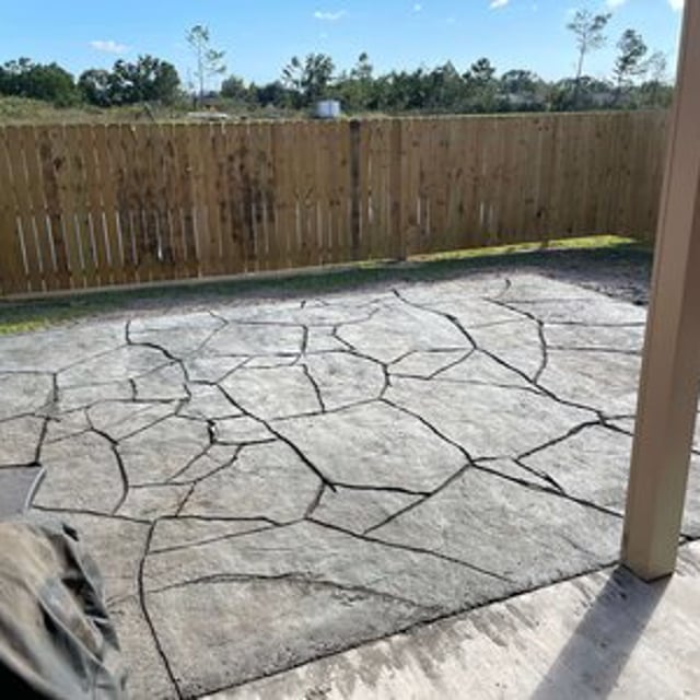 Backyard with paved floor