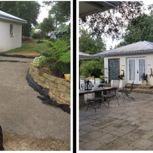 Before and after paved patio installation