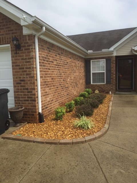 Brick edging with rock