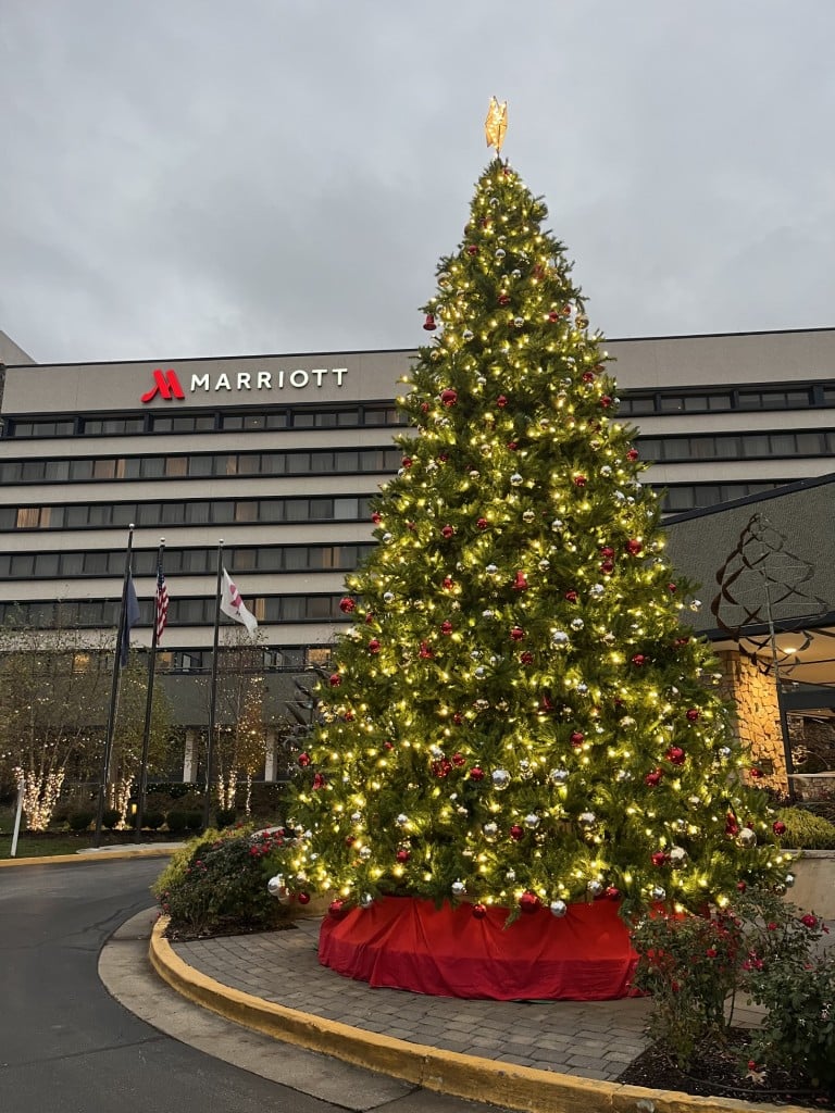 Holiday light installation at a hotel in Lexington KY