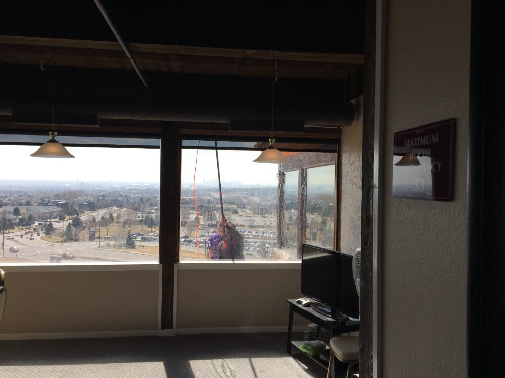 Commercial window cleaning (water-fed pole)