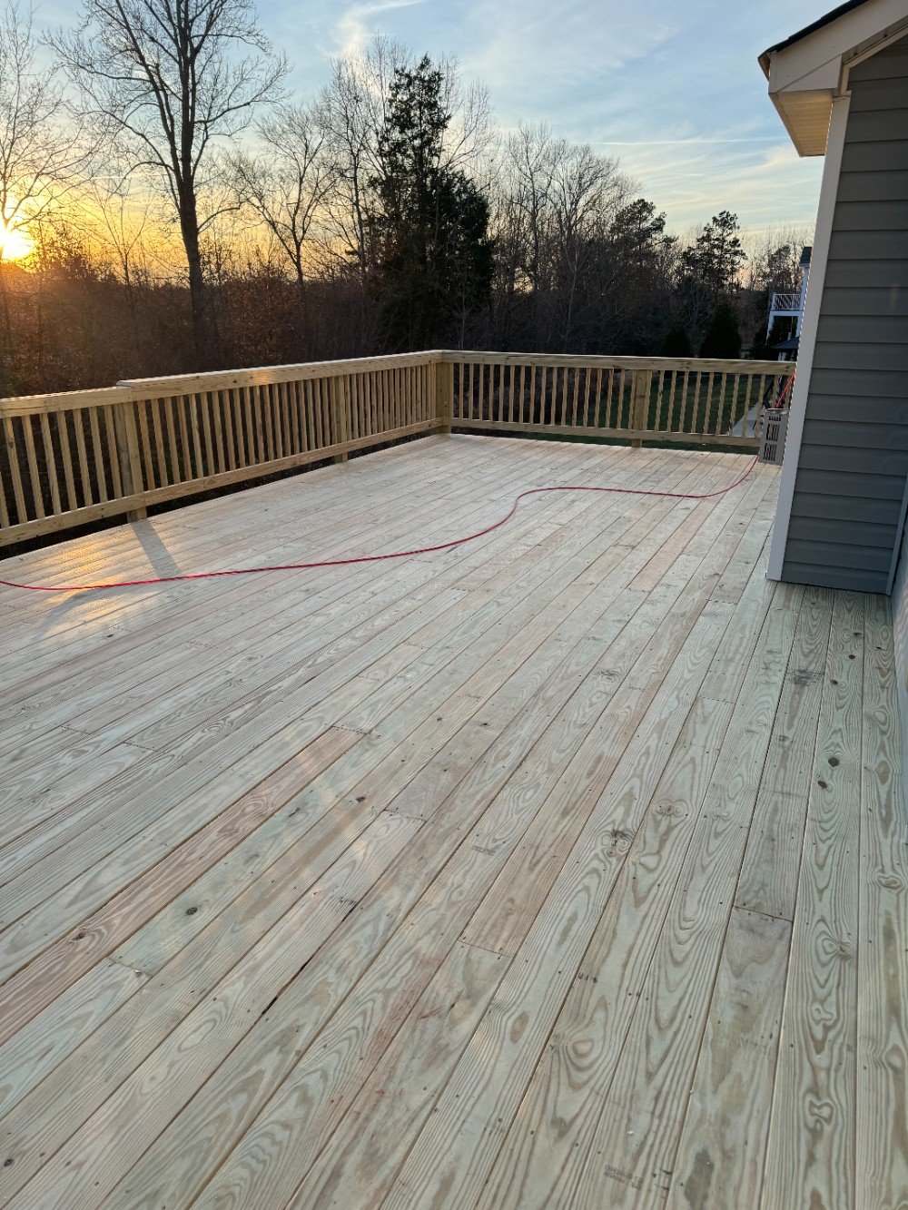 Top view of a gorgeous, extensive, new deck build for a customer!