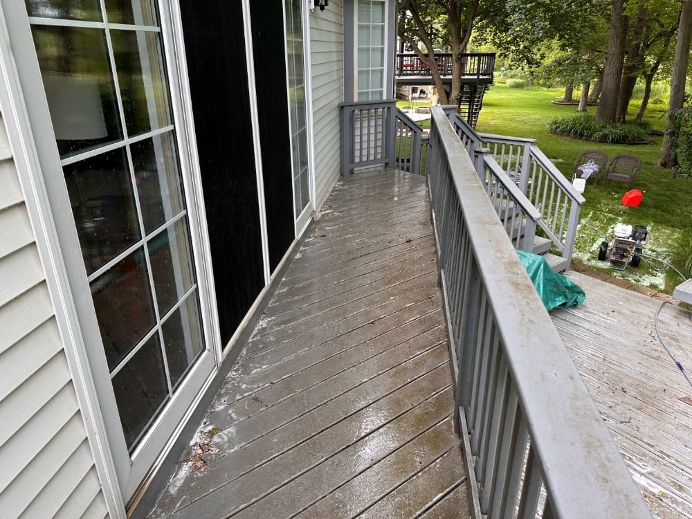 Deck patio pressure wash before