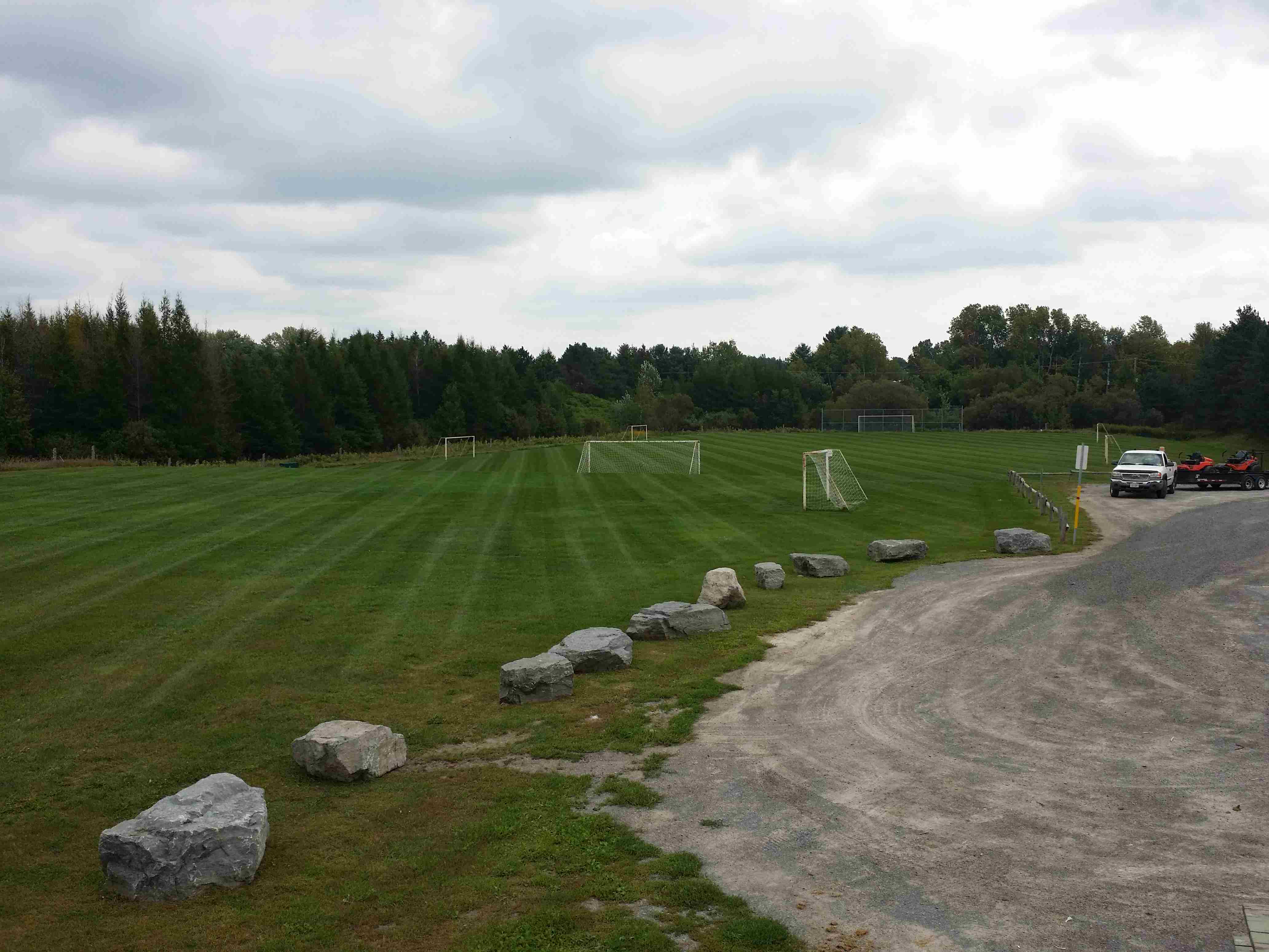 Fresh mowed soccer field