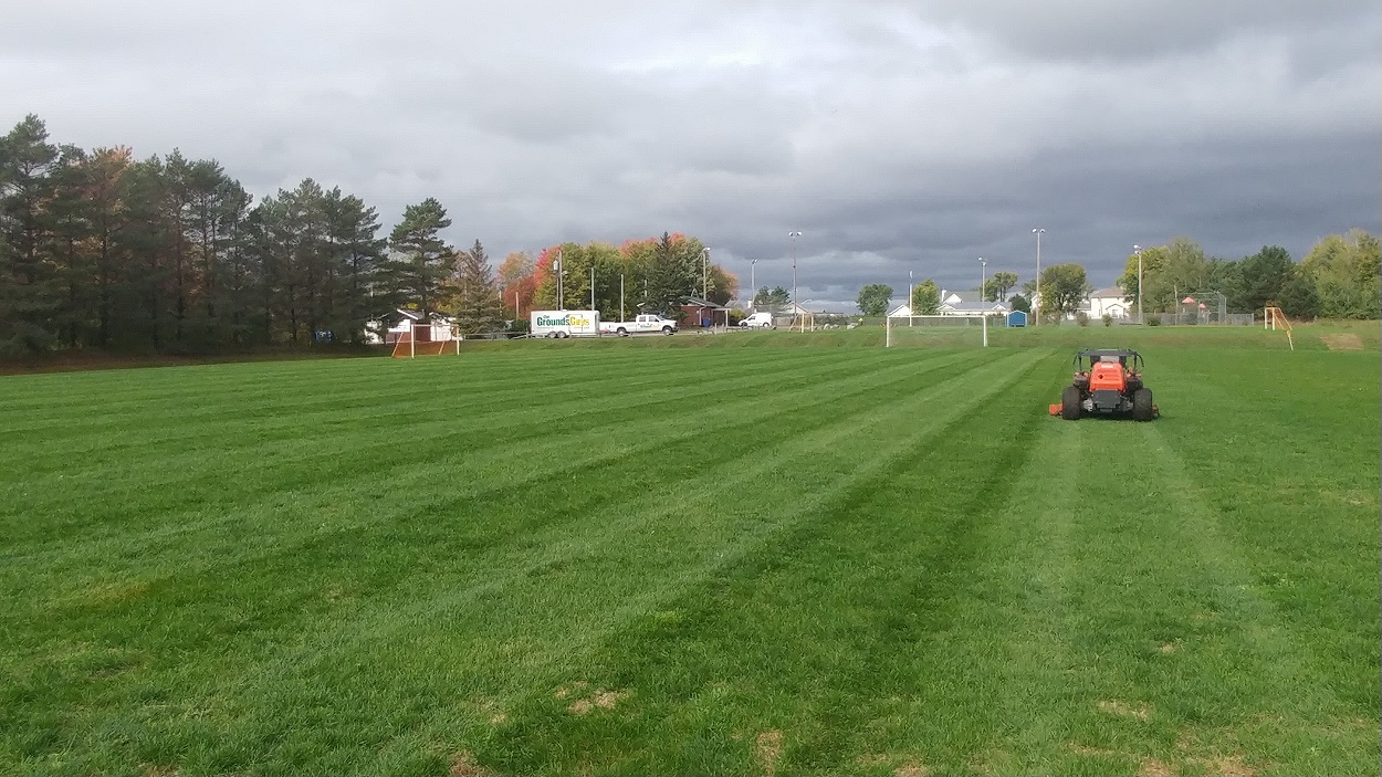 General lawn mower on a soccer field