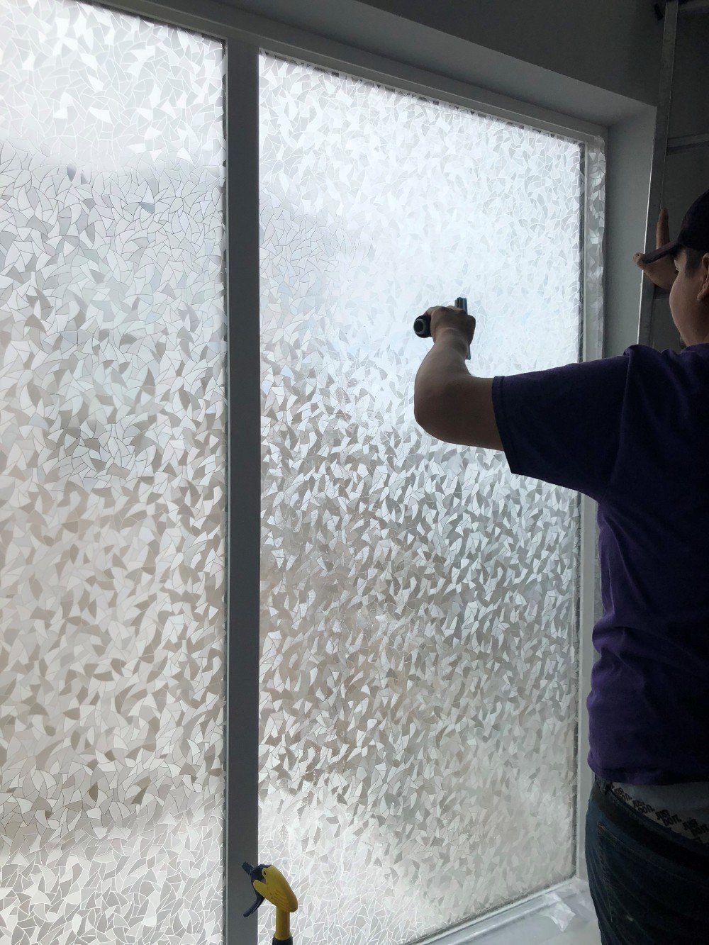 Installation of decorative film (Cut Glass Neptune)