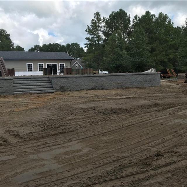 Landscape work in a house is underway.