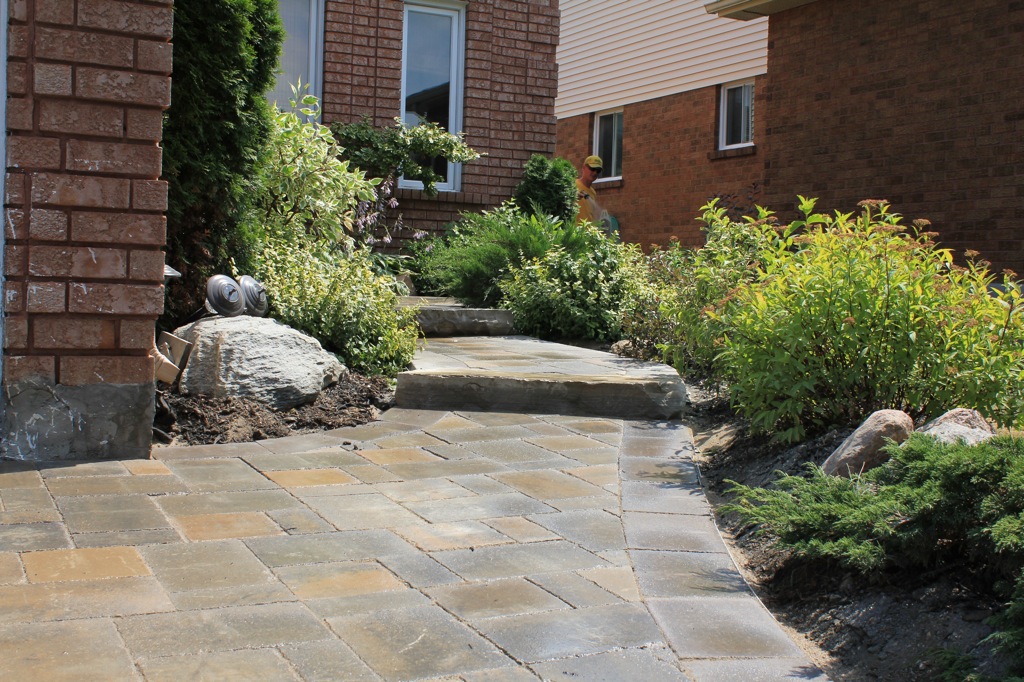 Landscaping along a walking path