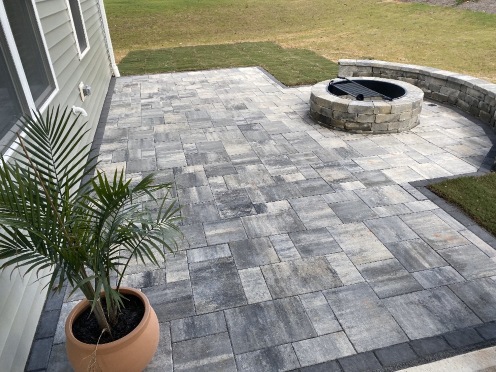 Patio Fire Pit Seat Wall Combo