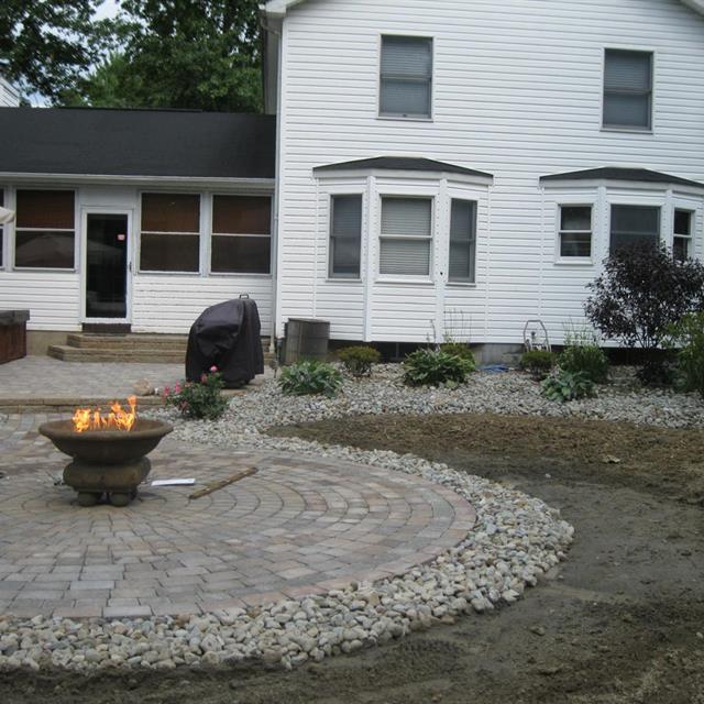 Pavement installation with a beautiful fireplace