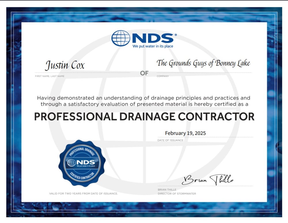 Professional Drainage Contractor Certificate
