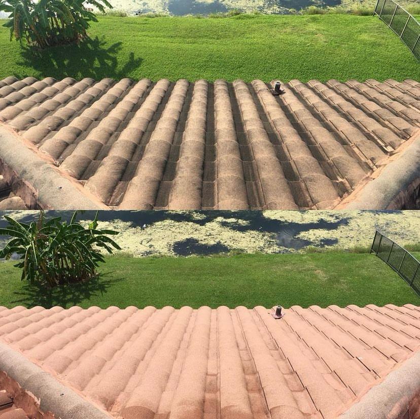 Roof pressure cleaning