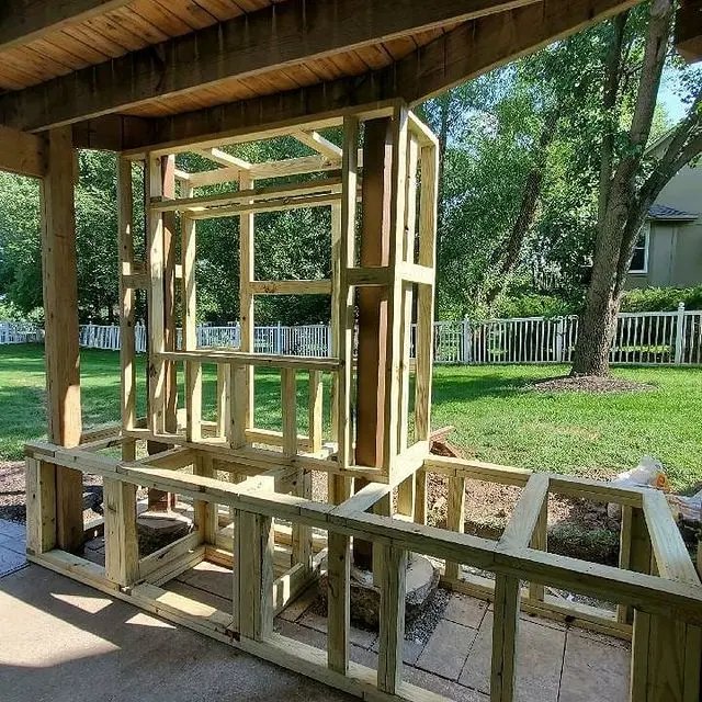 construction on a patio feature
