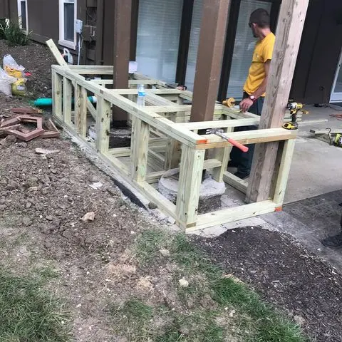 construction on a patio feature