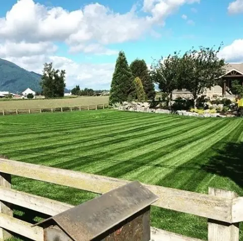 large field freshly mowed