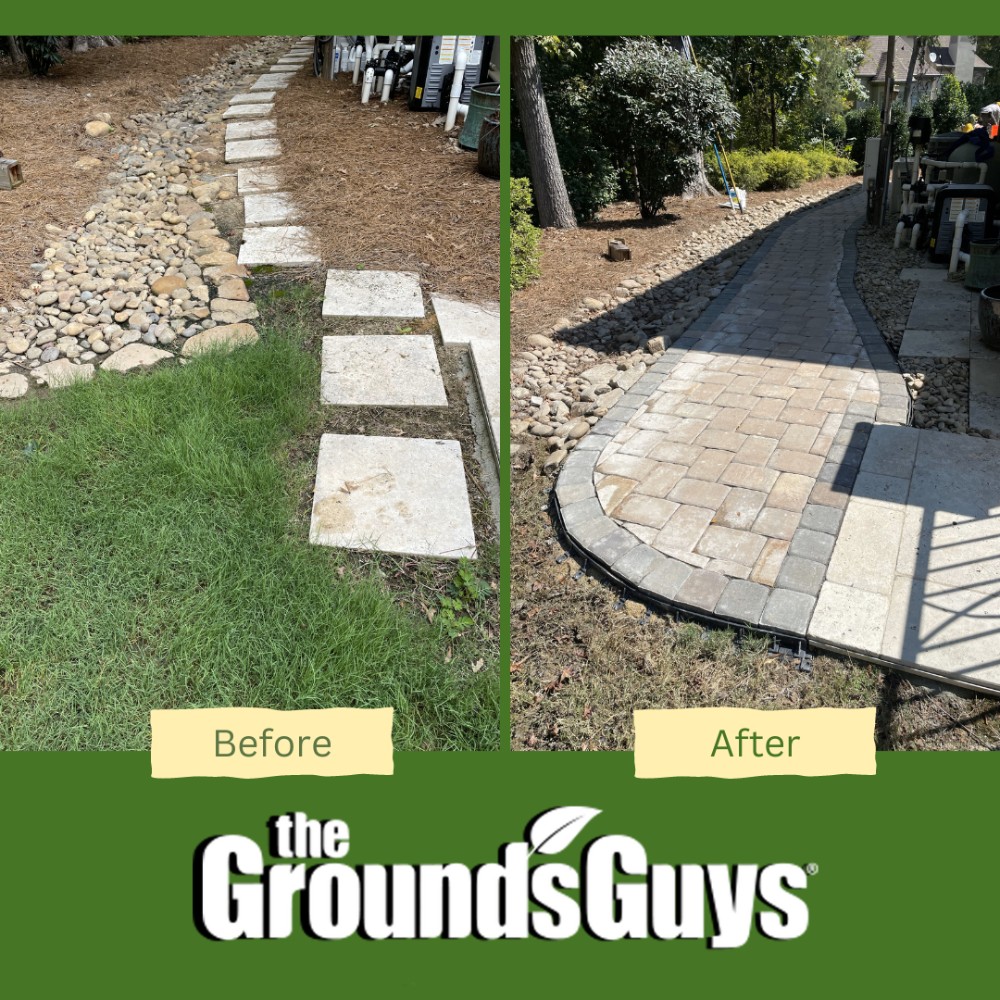 Walkway update with pavers.