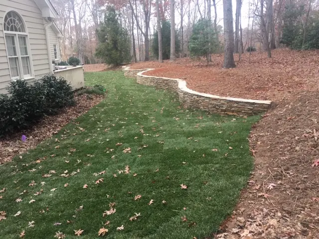 retaining wall and sod Instaltion