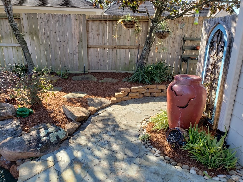 stone walkway in backyard 