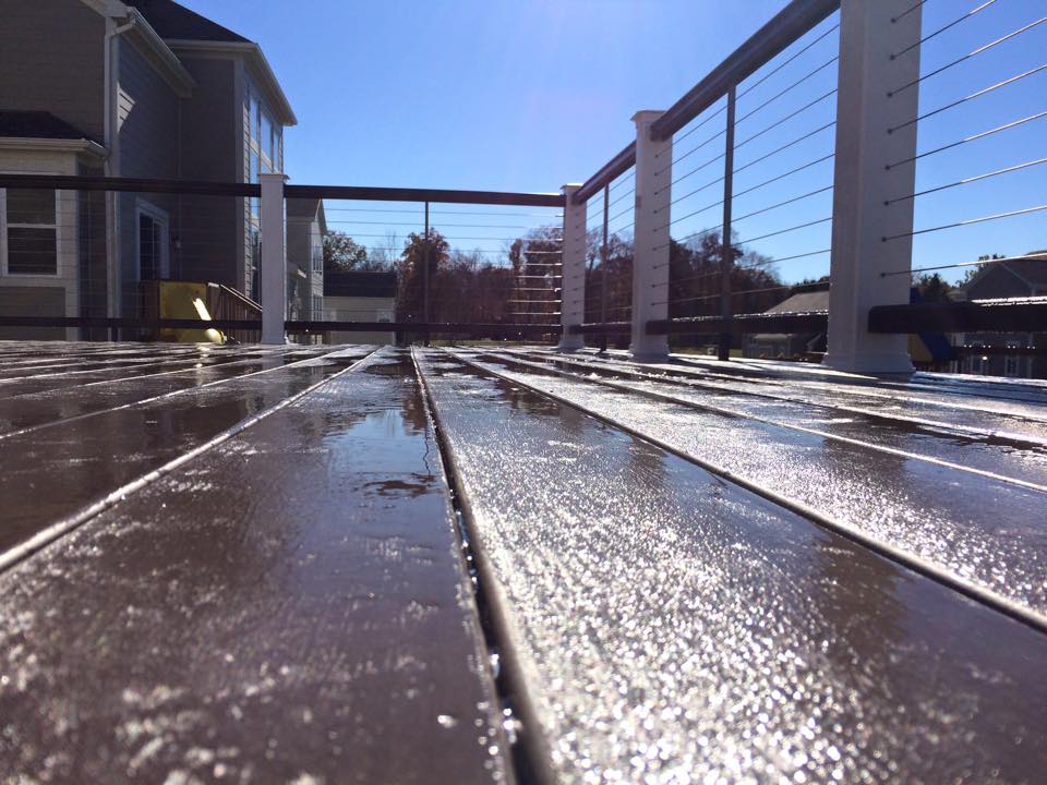 washed deck with railing
