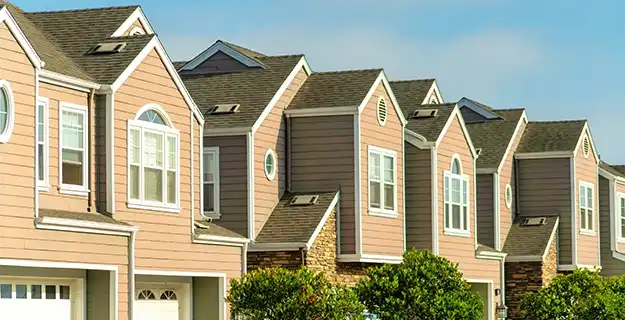 A row of townhouses or apartments.