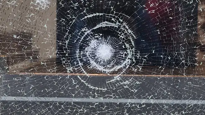 Window with broken glass.