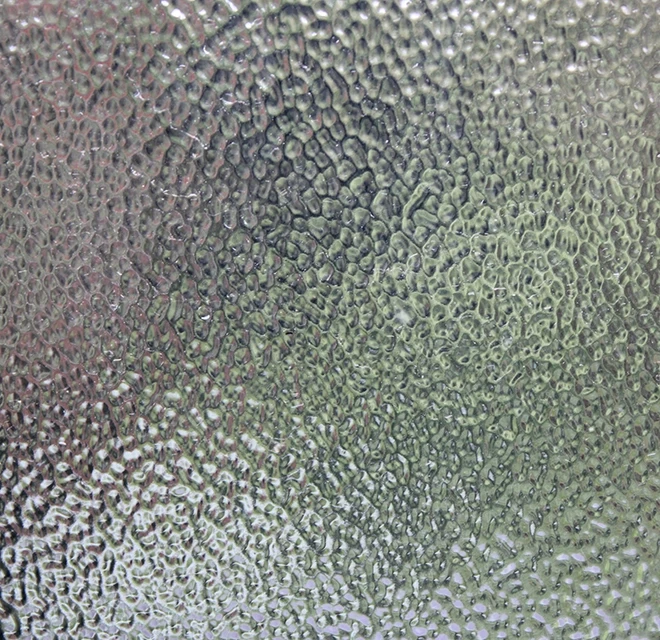 Decorative window film that resembles textured glass.