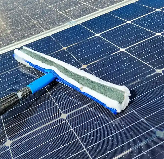 Solar panel being cleaned.