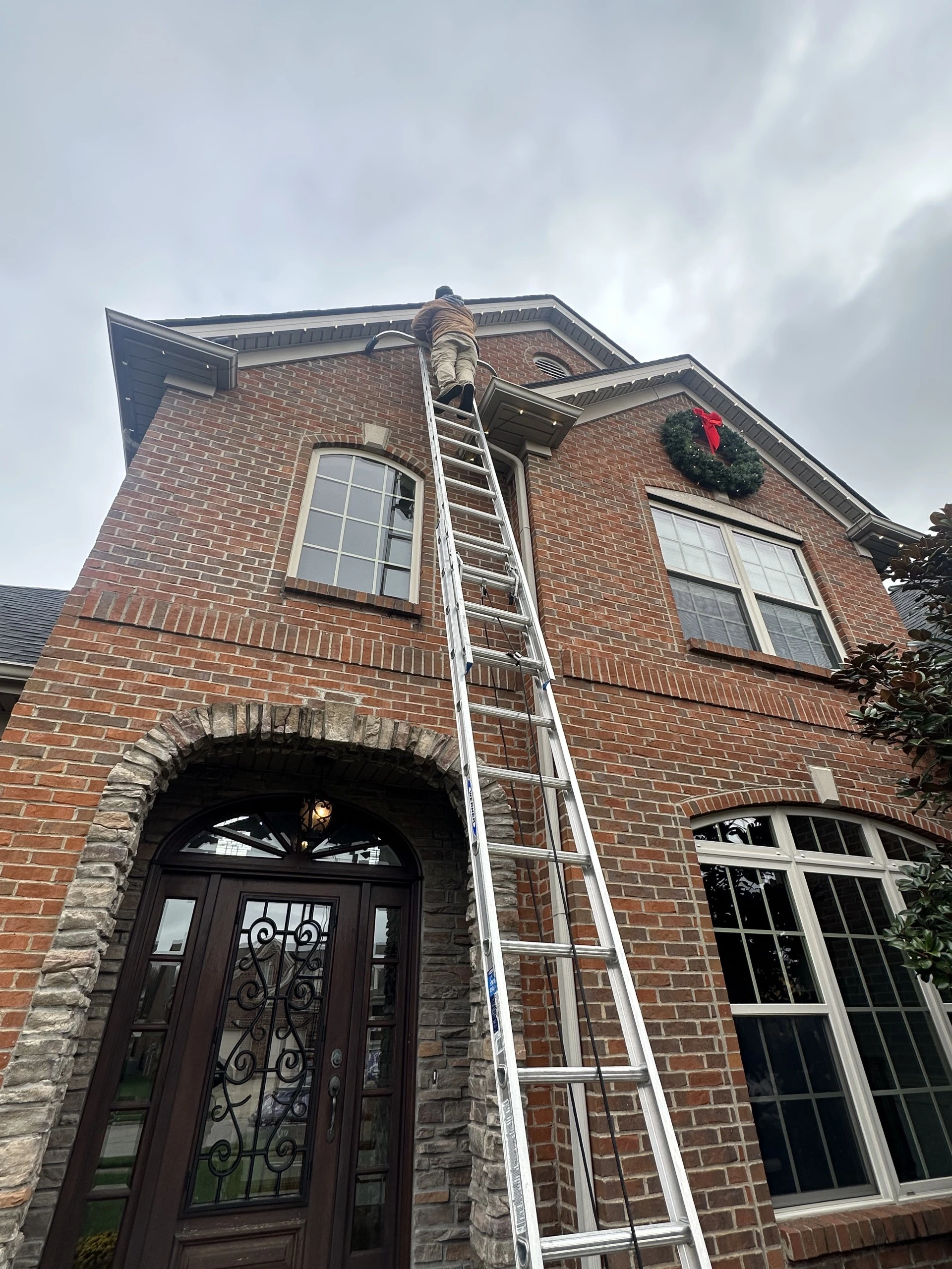 holiday lighting installation