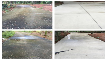 Pressure washing a driveway in Charlotte.