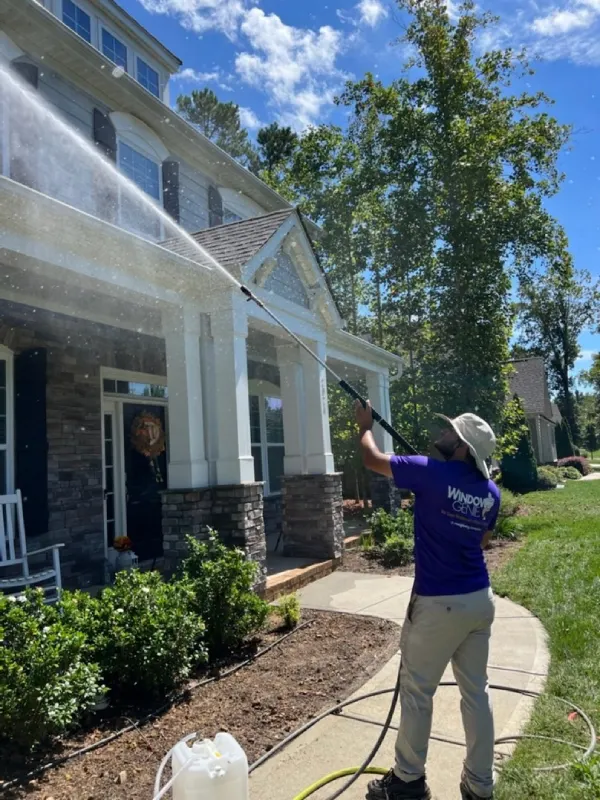 Soft washing siding in South Charlotte.