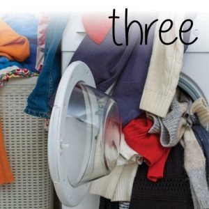 Piled up laundry.