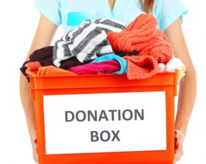donation box with clothes.