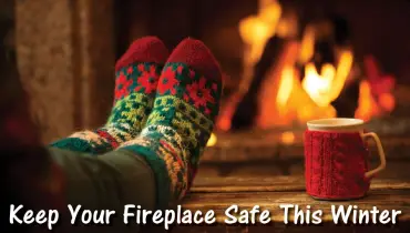 A person sitting in front of a fire place.