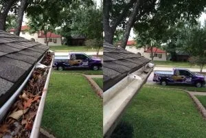 gutter cleaning before and after.