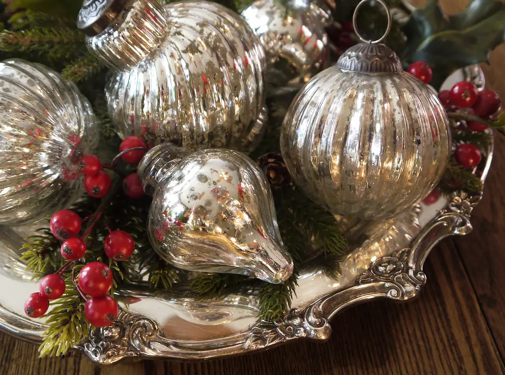 Christmas decoration made in mercury glass.